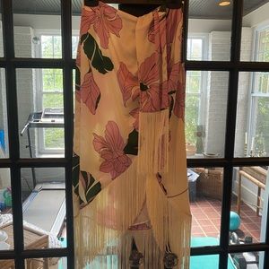 MIDI floral fringe skirt size small by MANGO